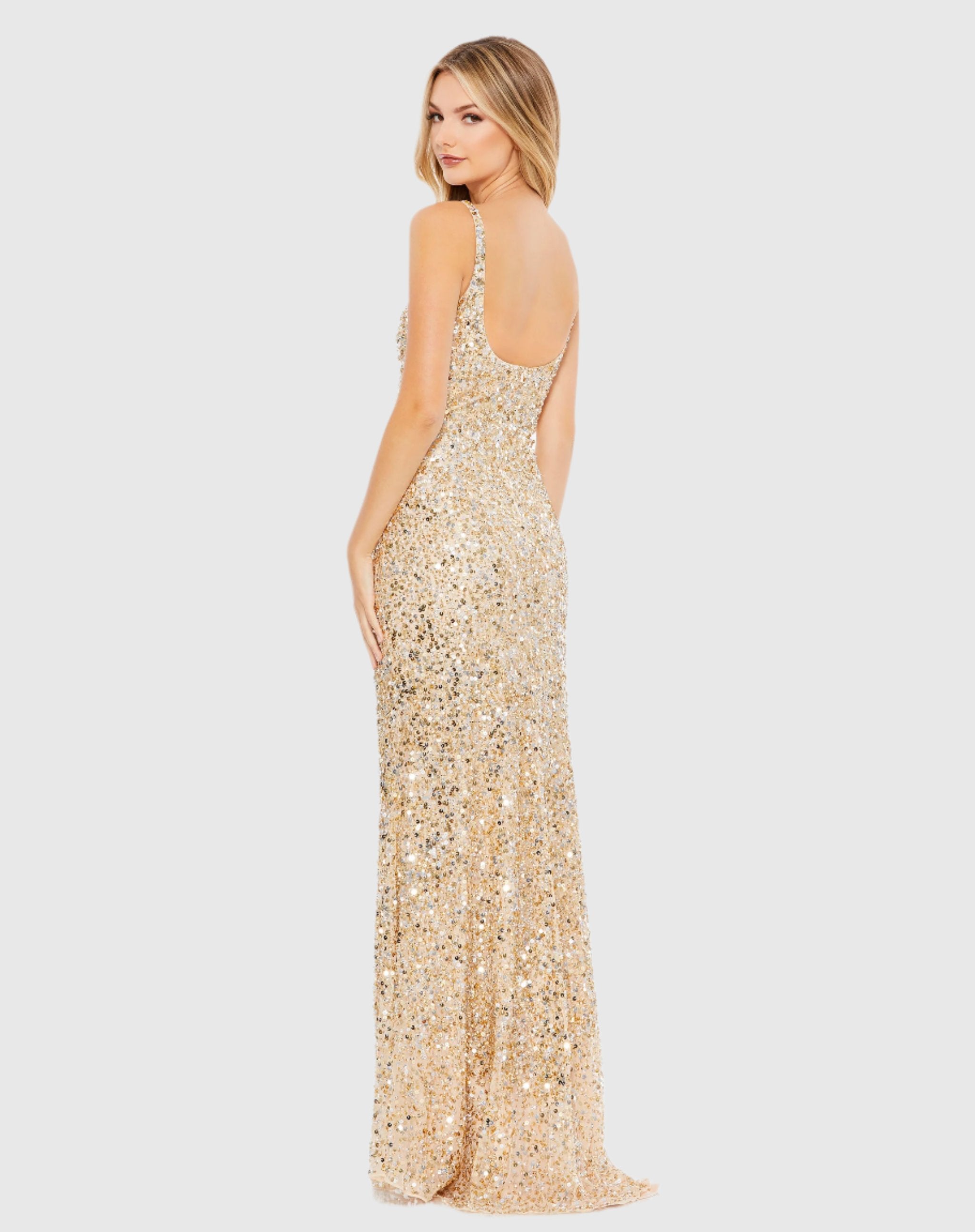 Soft Gold Sequined Evening Gown – Mac ...